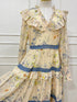 Ladies Vintage Frill Layered V-Neck Long Sleeves Sundress